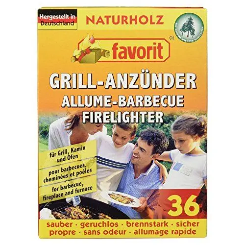 Produktbild: Favorit Grillanzünder (36 Riegel, für schnelles anzünden, aus Naturfaser, für Grill, Kamin oder Lagerfeuer, Anzünder) 1826