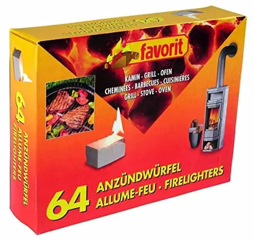 Produktbild: favorit 1249 Anzündwürfel für Grill, Kamin und Ofen, 64-er Pack