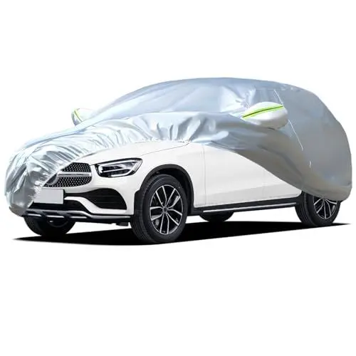 Produktbild: Favoto Auto Garage Winter Abdeckplane Outdoor - UV-Schutz Staubdicht Kratzfest Windfesten Schnallen Reflektionsstreifen für Mercedes-Benz GLC(2015-2024) Silber