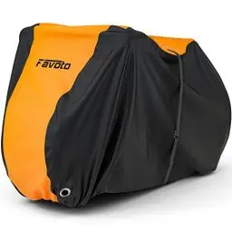 Produktbild: Favoto Fahrradabdeckung Wasserdicht Fahrrad Abdeckplane für 2-3 Fahrräder 210D Oxford-Gewebe Fahrradgarage Plane Fahrrad Schutzhülle Abdeckhaube mit Beutel 200 x 105x 110CM (Orange-Schwarz)