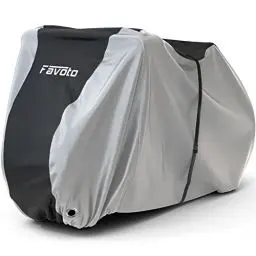 Produktbild: Favoto Fahrradabdeckung Wasserdicht Fahrrad Abdeckplane für 2-3 Fahrräder 210D Oxford-Gewebe Fahrradgarage Plane Fahrrad Schutzhülle Abdeckhaube mit Beutel 200 x 105x 110CM (Silber-Schwarz)