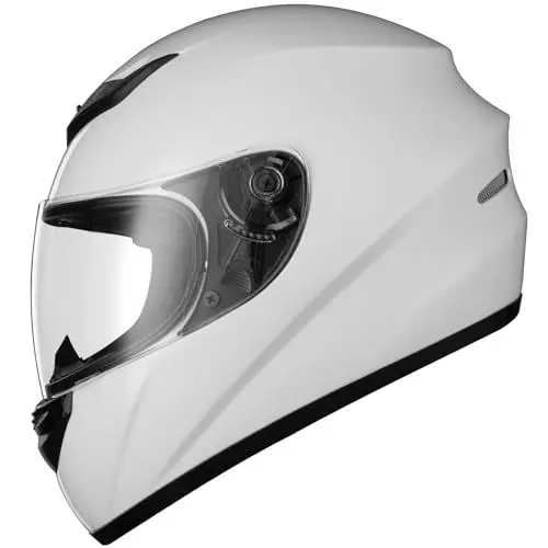 Produktbild: Favoto Motorradhelm Integralhelme für Erwachsene Vollvisierhelm Mopedhelm für Herren Damen Atmungsaktiv ECE Zertifiziert XL (61cm) Weiß