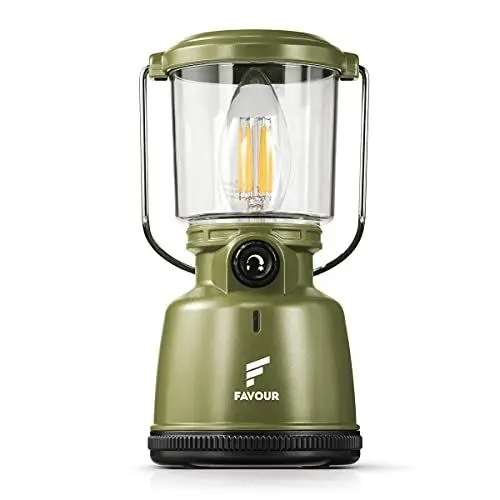 Produktbild: Favour Retro LED Laterne Outdoor IP64 wasserdicht, stoßfest | Campinglampe, dimmbar, Kerzenlichtmodus | Hängelampe, abnehmbarer Schirm | Outdoor Lampe Akku oder Batteriebetrieb (Akku nicht enthalten)