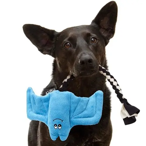 Produktbild: FAVPET Plüsch Hunde Spielzeug Fledermaus, Robustes Hundespielzeug Quietschend Große und Kleine Hunde, Quietschendes Spielzeug Plüschtier, Lustiges Hundespielzeug Welpen Plüsch (Blau)