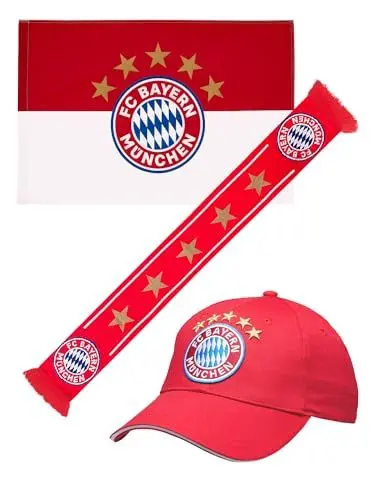 Produktbild: FC Bayern München Fanbox 3-teilig I Cap, Schal & Fahne in Geschenkbox I Erwachsene I Rot