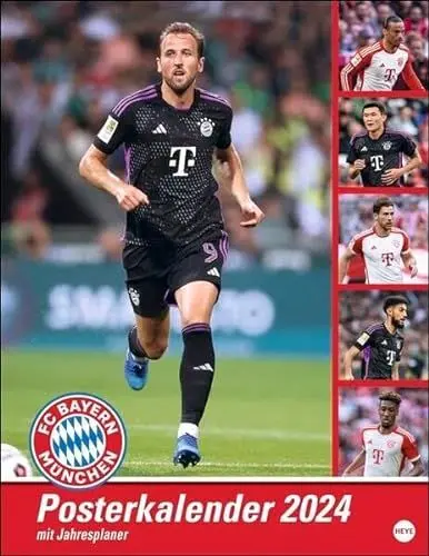 Produktbild: FC Bayern München Posterkalender. Wandkalender 2024 mit den besten Spielerfotos des FC Bayern. Toller Kalender für Fußballfans. 34 x 44 cm.