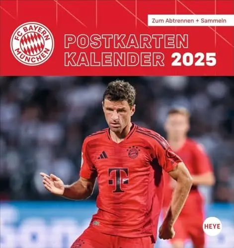Produktbild: FC Bayern München Postkartenkalender 2025: Monats-Tischkalender zum Aufstellen oder Aufhängen mit den Stars des FC Bayern. Ein kleiner Foto-Kalender ... Versenden an Fans. (Bundesliga Kalender Heye)