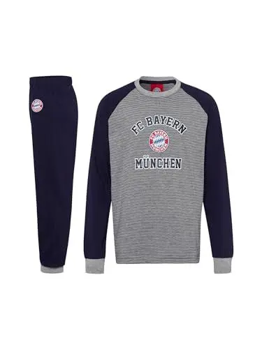 Produktbild: FC Bayern München Schlafanzug | Pyjama | Kinder | Gestreift | Blau-Grau