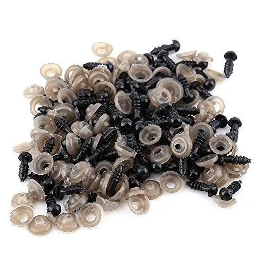 Produktbild: Fdit 100 Stück 0.6cm DIY Puppenaugen Kunststoff Puppen Sicherheitsaugen mit Unterlegscheiben für Puppen Plush Animal