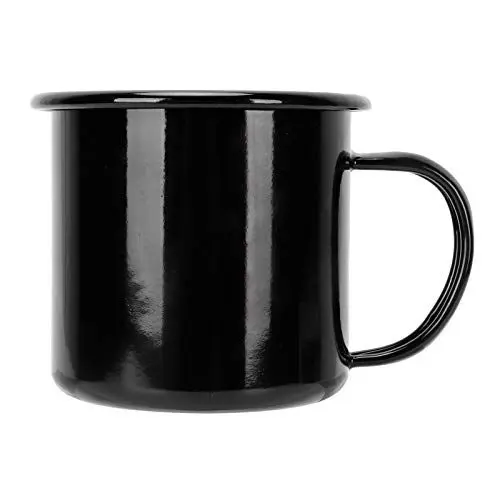 Produktbild: Fdit 350ml Emaille Tasse Camping Zinn Emaille Becher mit Griff Kaffeetasse Getränkebecher Flacher Boden Teebecher Emaillierte Tasse Trinkwerkzeuge(2#)