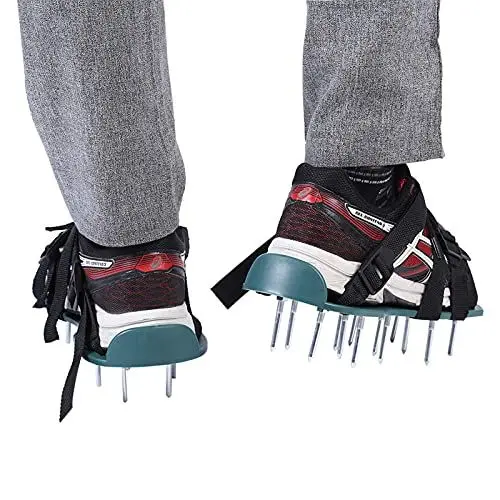 Produktbild: Fdit Durchstoßsichere Rasenbelüfter-Sandalen, Robuste Rasenschuhe mit Spikes für eine Effektive Bodenbelüftung für Gartenbegeisterte (4 Riemen)