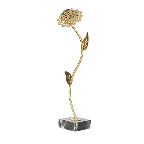 Produktbild: Fdit Exquisite Blumenskulptur aus Metall auf Marmorsockel für die Raumdekoration, Einweihungsgeschenke, Authentischer Designstil für die Wohnzimmerdekoration