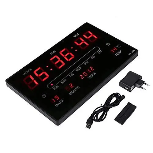 Produktbild: LED-elektronische Digitale Kreative Wanduhr, Zeit-Temperatur-Anzeige Ewiger Kalender Wohnzimmer Schlafzimmer Wandkalender Tischkalender Mode Modern