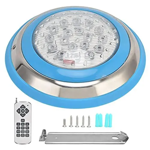 Produktbild: Wifehelper RGB LED Unterwasser Poolleuchte mit 18 Tasten Fernbedienung, IP68 Wasserdicht, Edelstahl Design, für Schwimmbad, Aquarium (18W)