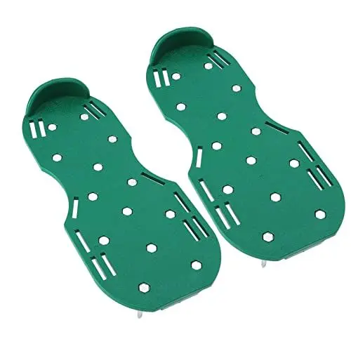 Produktbild: Fdit Rasenvertikutierer, Kunststoffgras, Lose Schuhe, Manueller Vertikutierer für Rasen, Gärten, Bauindustrie, mit Schnallenriemen aus Zinklegierung und Metall (Green)