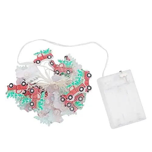 Produktbild: Fdit Weihnachts-Lichterkette mit Rotem LKW, Weihnachts-Lichterkette, Batteriebetriebene Lichterkette, LED-Lichterkette für Weihnachtsdekoration