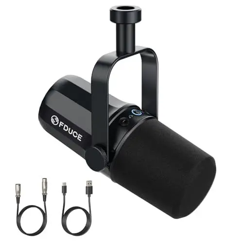 Produktbild: FDUCE SL40 Vocal Dynamic Podcast Mikrofon für Podcasting,Live-Streaming-Aufnahme, Eingebauter Kopfh?rerausgang, LED Mute Button, All Metal USB/XLR Cardioid Mic, Voice-Isolating Technologie