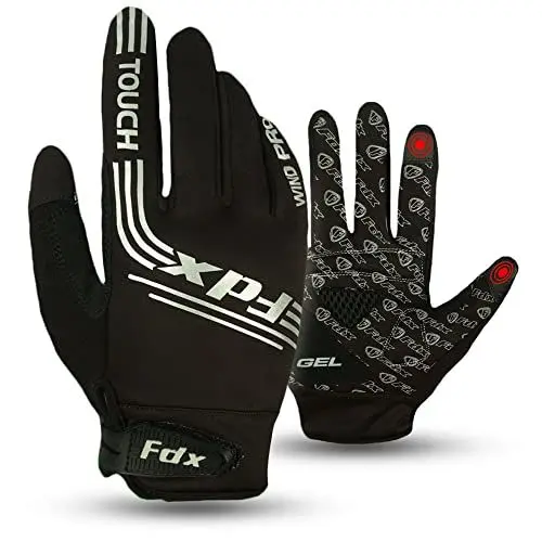 Produktbild: FDX Vollfinger-Fahrradhandschuhe für den Winter, atmungsaktiv, wasserabweisend, Winddicht, stoßfeste Gel-gepolsterte Handflächen, Touchscreen, rutschfest, Thermo warme, für Herren und Damen