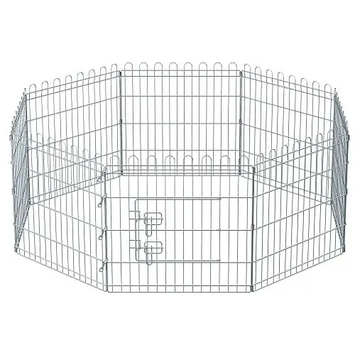 Produktbild: Feandrea Freilaufgehege Kaninchen, faltbar, transportabel, silbern PPK001W01