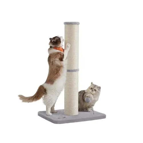 Produktbild: Feandrea Kratzbaum, 85 cm hoch, Kratzsäule XL, 13 cm Dicker Stamm, Katzenbaum, Kratzstamm für mittelgroße und große Katzen, Sisalstamm, mit Plüschball und Glocke, Taubengrau PCA041G01