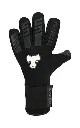 Produktbild: FEARLESS GOALKEEPERS Wolf X Torwarthandschuhe – Atmungsaktive Fußballhandschuhe mit Perfektem Grip und Fingerschutz für Kinder & Herren, Negativschnitt (10, Black)