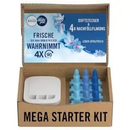 Produktbild: Febreze Programmierbarer Lufterfrischer 3Volution Duftstecker Starter-Kit + Nachfüllflakons 80 ml Aprilfrisch, 3 Wechselnde Düfte Zum Bekämpfen Von Gerüchen