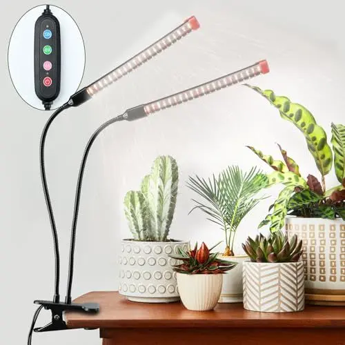 Produktbild: FECiDA 18W Clip Pflanzenlampe 2000 Lumen, Vollspektrum Pflanzenlampe mit Zeitschaltuhr für Zimmerpflanzen, Grow Light mit High PPFD Wachstumslampen für Blumen, Gemüse, Hydroponik mit Timer 4,8,12 Hr