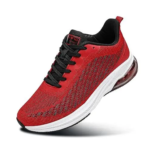 Produktbild: Feclogar Laufschuhe Herren Damen Sneaker Joggingschuhe Atmungsaktiv Sportschuhe Wandern Outdoor rutschfeste Schuhe Schwarz 39 EU Red
