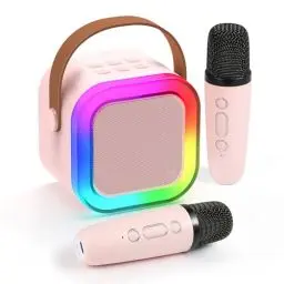 Produktbild: Fede Karaoke Maschine für Kinder Erwachsene, Mini Karaoke Maschine mit 2 Mikrofonen, Tragbarer Bluetooth-Lautsprecher mit Stimmeffekten & LED-Lichtern, Geschenke Spielzeug für Mädchen und Jungen