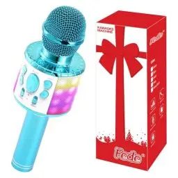 Produktbild: Fede Mikrofon Kinder, Karaoke Mikrofon Kinder, LED Drahtloses Bluetooth Mikrofon zum Singen, Geschenke Spielzeug für Teenager Mädchen Jungen, Tragbares KTV Lautsprecher Recorder für Smartphone