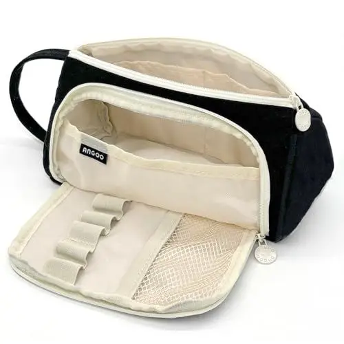 Produktbild: Federmäppchen Mäppchen Mädchen Groß Kapazität Federtasche Federmappe Etui für Schule Teenager Erwachsene Schlamppermäppchen Aesthetic Pencil case (Schwarz)