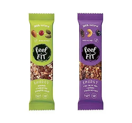 Produktbild: Feel FIT Energieriegel mit Nüssen, Samen, Früchten, Honig, Naturriegel, glutenfrei, laktosefrei, gesunde Snacks (2 Geschmacksrichtungen x6)