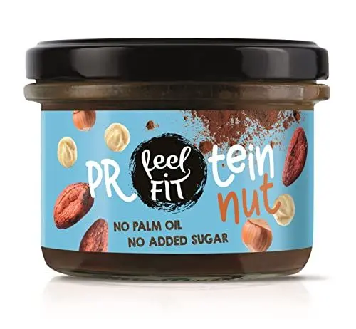Produktbild: Feel FIT Protein Nut Kakao-Haselnuss Aufstrich, ohne Zuckerzusatz, 19% Eiweißcreme, ohne Palmöl, geschmeidige Konsistenz (6 x 200 g)