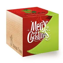 Produktbild: Feel Green Ecocube Merry Christmas/1R, Xmas Tree, Nachhaltige Geschenkidee (100% Eco Friendly), Grow Your Own/Anzuchtset, Pflanzen Im Holzwürfel, Made in Austria