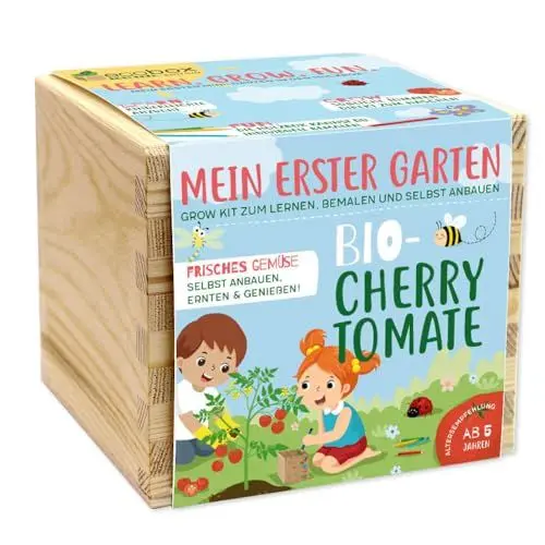 Produktbild: Feel Green ecobox-Kids-Edition Cherry Tomate, Nachhaltige Geschenkidee (100% Eco Friendly), Grow Your Own/Anzuchtset, Made in Austria, Holz