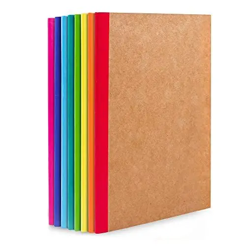 Produktbild: feela Kraft Notizbuch A5 liniert, 8 Notizbücher Set, Notizheft mit Regenbogen Rücken in 8 verschiedenen Farben, 60 Seiten, 21x14cm, Notizblock Set geeignet für Büro & Schule, Kraftpapier, Din A5