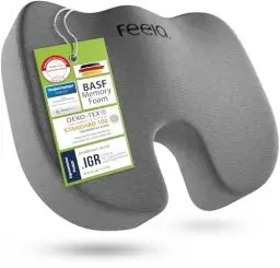 Produktbild: feela.® Orthopädisches Sitzkissen (3 Härtegrade) - Ergonomisches Sitzkissen für Bürostuhl & Co - Wirkt Schmerzreduzierend, Erhöht Sitzkomfort, Fördert Durchblutung und Entlastet das Steißbein (Medium)