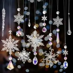Produktbild: Feelhap 24 Stück Weihnachtsbaumschmuck Acryl Schneeflocke Eiszapfen Eistropfen Anhänger Acryl Schneeflocken Christbaumschmuck Weihnachtsdeko Transparentes Weihnachtsbaumanhänger Kristall Dekorationen