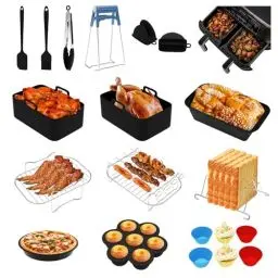 Produktbild: Feelhap Heißluftfritteuse Zubehör,20pc Zubehör Heißluftfritteuse für Ninja Foodi AF300EU AF400EU 7,6L-9.5L Und anderen Dual Zone Air Fryer Accessories,Airfryer Zubehör mit Silikoneinsatz