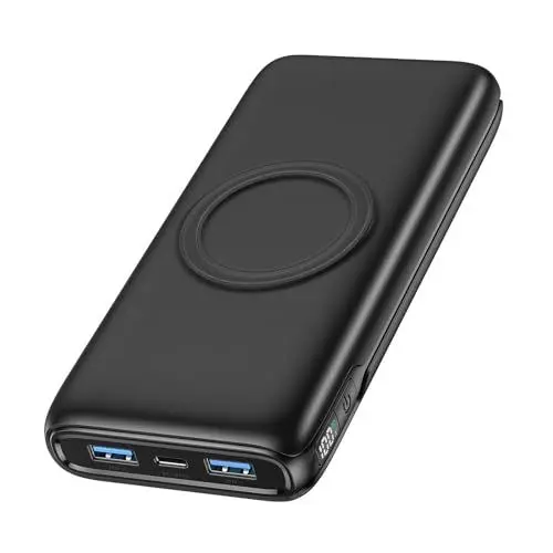 Produktbild: Wireless Powerbank 27000mAh Externer Akku: FEELLE 22,5W Schnellladen PD QC 3.0 mit LED Anzeige & 4 Ausgängen Kabellose Tragbares Ladegerät für Smartphones Tablets mehr (Schwarz)