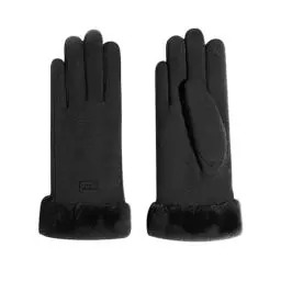 Produktbild: Feelorna Frauen Winterhandschuhe, 360° Winddichte Plüsch Manschette Thermische Touchscreen Handschuhe, Fleece gefütterte weiche Handschuhe für Outdoor Fahren Radfahren (Schwarz)