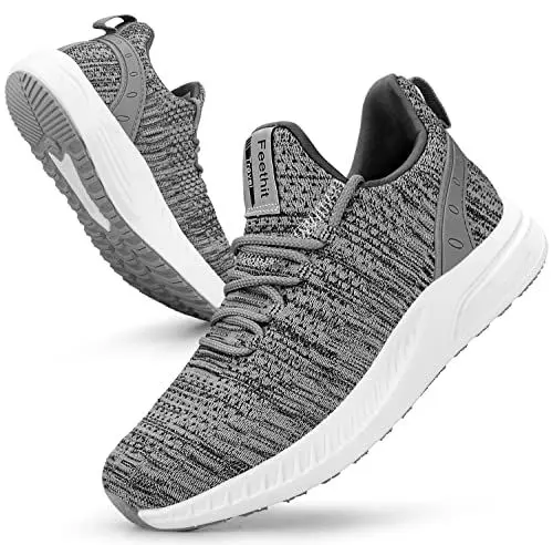 Produktbild: Feethit Damen Laufschuhe Turnschuhe Sportschuhe Sneaker Leichtgewichts Atmungsaktiv Walkingschuhe Outdoor Fitness Jogging Sportsschuhe 41 Grau