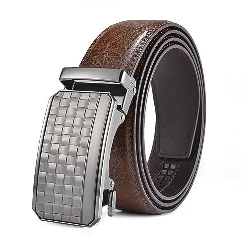 Produktbild: FEFLO Gürtel Herren (4XL, Gürtellänge 135cm, geeignet für Taille 108cm~118cm) Ledergürtel Braun für Männer mit Ratsche Automatikschließe Business Anzug Gürtel Breit 35mm Größe Angepasst