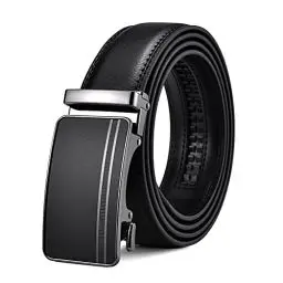 Produktbild: FEFLO Gürtel Herren Ledergürtel Ratsche Automatik Leder Gürtel (XXL, Gürtellänge 125cm, geeignet für Taille 98cm~108cm) Größe Angepasst, Schwarz, für Anzug Jeans Hose