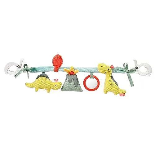 Produktbild: Fehn Kinderwagenkette Baby Mobile Happy Dino – Babymobile Kette mit süßen Dinosaurier Figuren - Babyspielzeug zum flexiblen Aufhängen - Kinderwagen Spielzeug für Babys und Kleinkinder ab 0+ Monaten