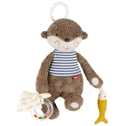 Produktbild: Fehn Activity-Otter – Motorikspielzeug zum Aufhängen mit spannenden Anhängern zum Greifen und Geräusche erzeugen für Babys und Kleinkinder ab 0+ Monaten