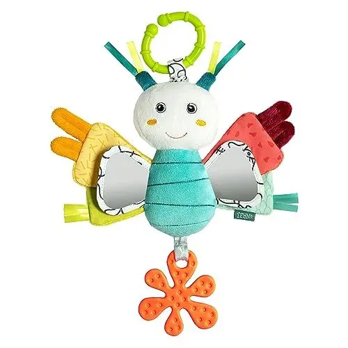 Produktbild: Fehn Activity-Schmetterling – Motorikspielzeug für Kinderwagen, Kinderbett & Babyschale – zum Beißen, Greifen, Geräusche erzeugen – für Babys & Kinder ab 3+ Monaten