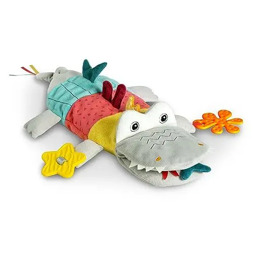 Produktbild: Fehn Handpuppe Baby Spielzeug Krokodil - Kuscheltier mit Rassel, Raschelpapier, Beißer und Quietsche - Babyspielzeug Handpuppe - Knisterspielzeug für Babys und Kleinkinder ab 6+ Monaten