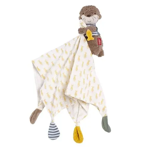 Produktbild: Fehn Musselin-Schmusetuch Otter – Einschlafhilfe & Stofftier-Schnuffeltuch mit Baumwolle-Musselintuch & niedlicher Spielfigur – für Babys und Kleinkinder ab 0+ Monaten