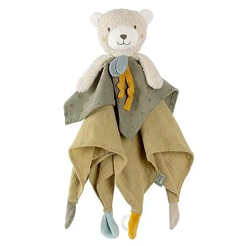 Produktbild: Fehn Schmusetuch Bär fehnNATUR - Spielkamerad & Stofftier-Schnuffeltuch aus Baumwolle aus biologischem Anbau - mit Schnuller-Befestigung - für Babys & Kleinkinder ab 0+ Monaten